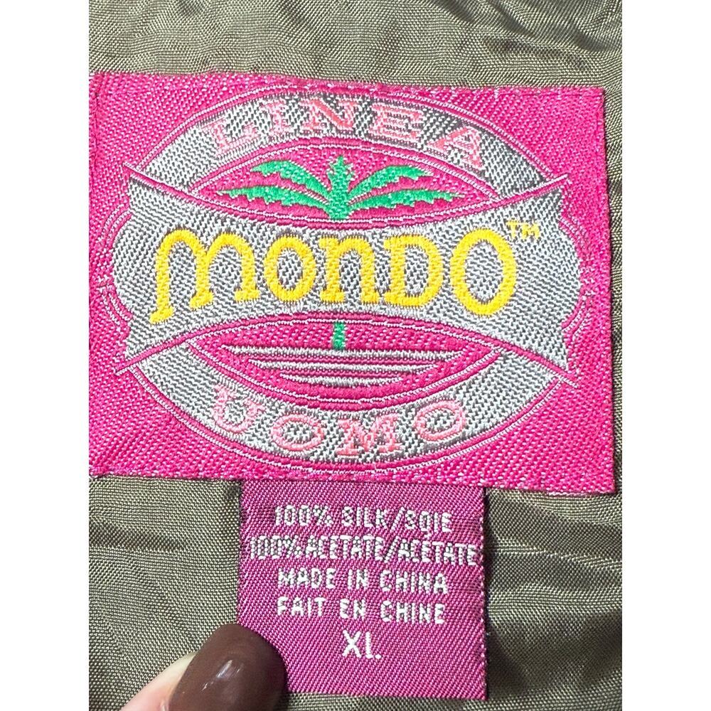 Vintage MONDO by Genea Uomo 100% Silk Bomber Jacket Olive Green XL - Picture 7 of 11